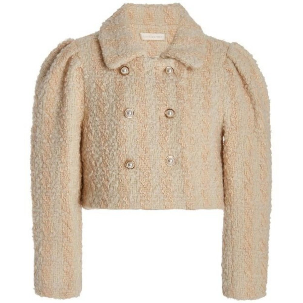 Loveshackfancy Mews Cropped Jacket in Harvest White Natural 6 NWT